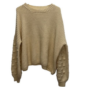 Pink Lily Beige Knit Pullover Slouchy Sweater Size Large